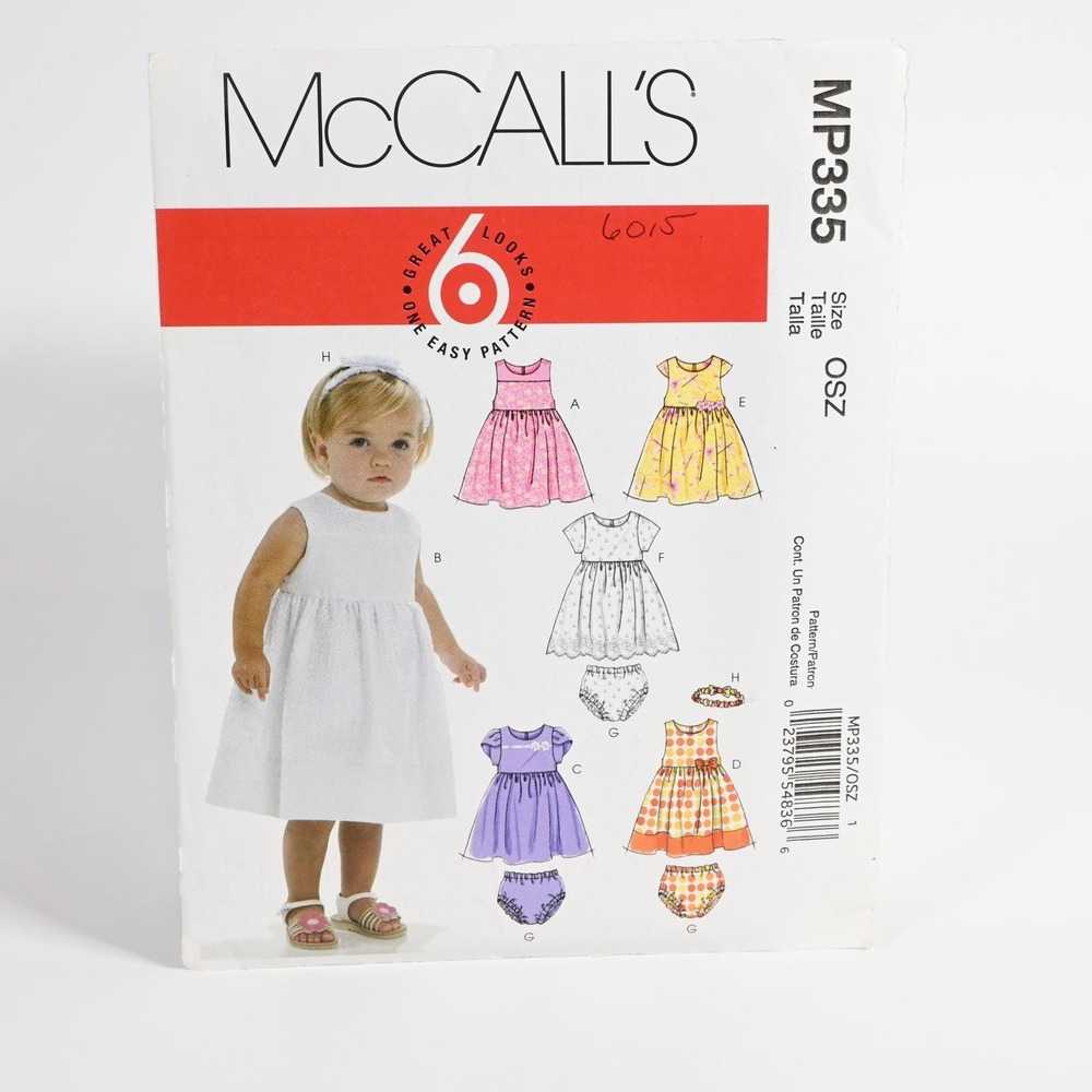 McCalls MP335 Sewing Pattern Infants Infants Lined Dresses Uncut Factory Folded